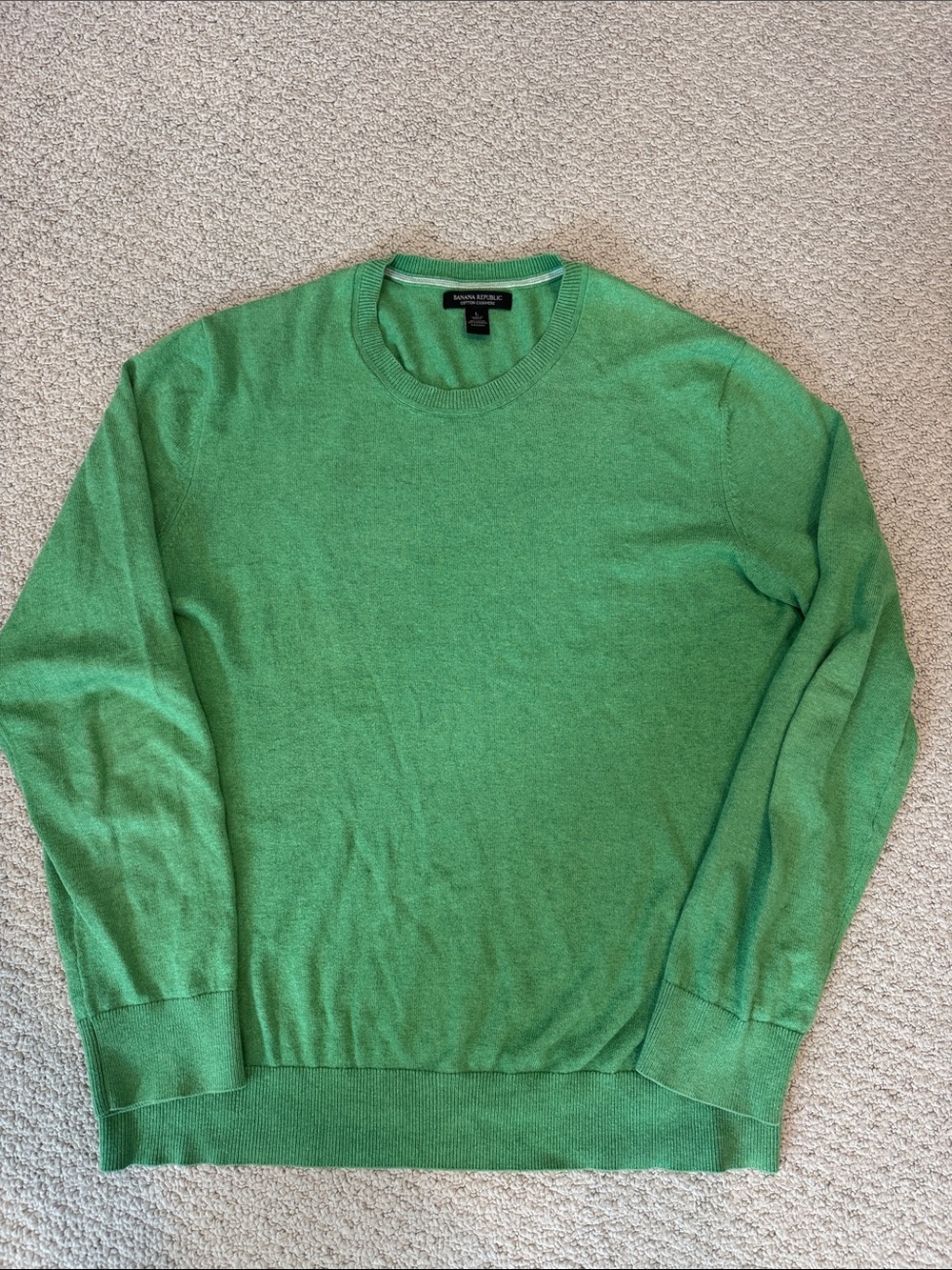 Banana Republic Cotton Cashmere Kelly Green Crewneck Sweater